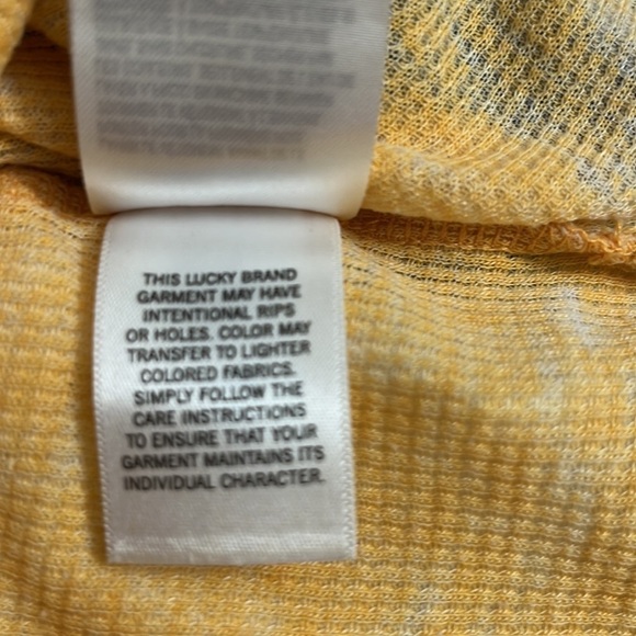 Lucky Brand Burnout Waffle Knit Thermal Tee in Orange Long Sleeve Scoop Neck - Picture 8 of 8